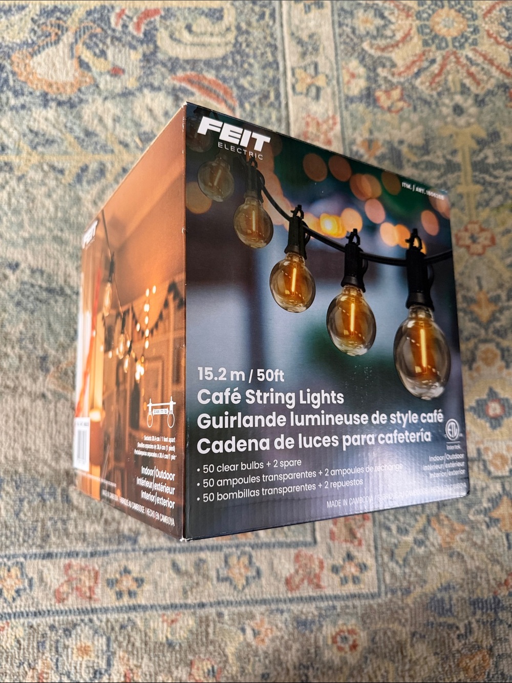 FEIT Amber Café String Lights - Warm Amber Bulbs